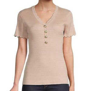 Karl Lagerfeld Scallop Short-Sleeve Top